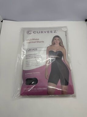 bloom Black Shaping High Waist Thermal Shorts with Pink Accents